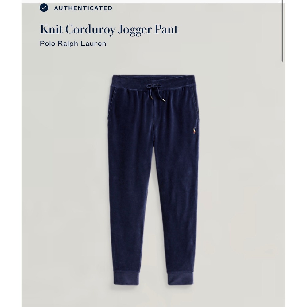Polo Ralph Lauren Mens XL Knit Corduroy Jogger Pants Navy Blue Pony Logo